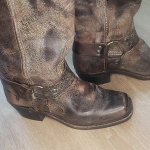 Frye distressed knee high boots